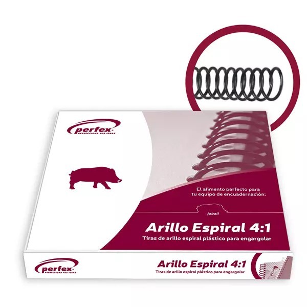 ARILLO PLAST. ESPIRAL 4:1 08MM NEGRO PERFEX CAJA C100 PZAS